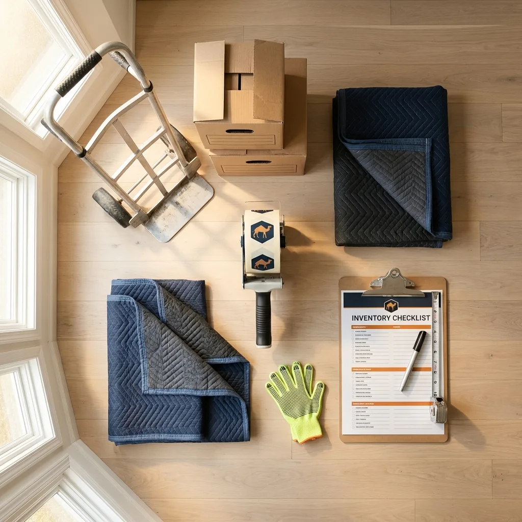 Professional moving supplies and packing materials layout for Rock Springs residential relocations